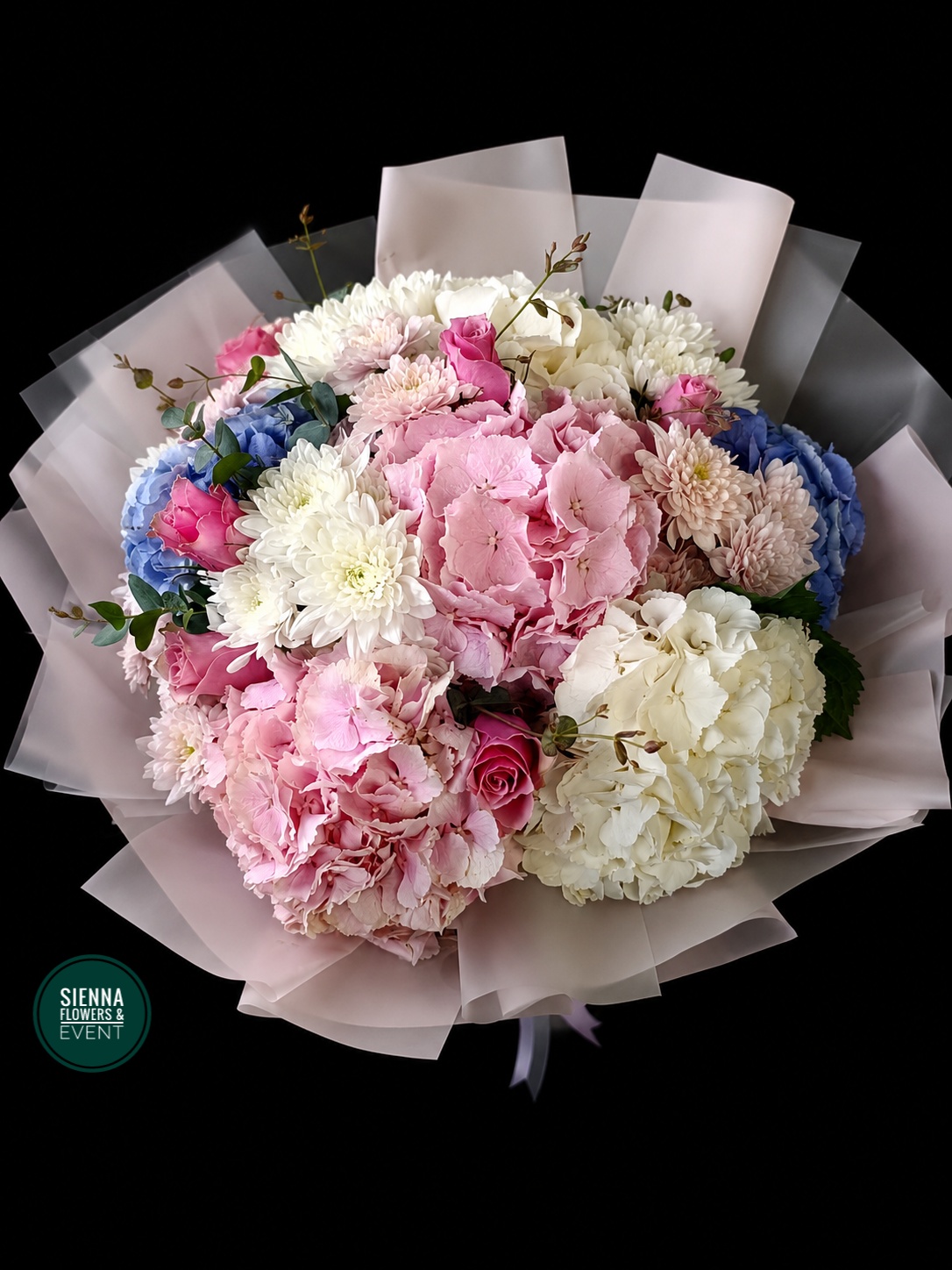 Colorful hydrangea bouquet